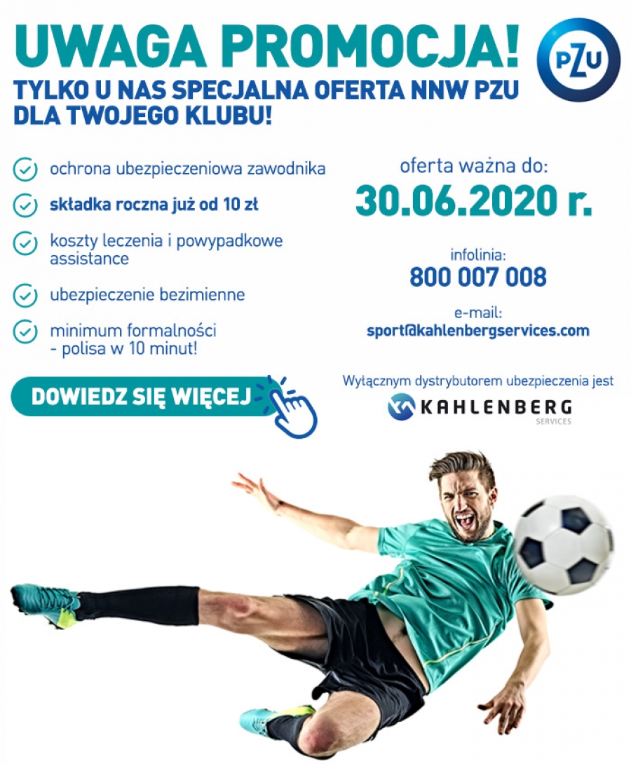 Kahlemberg Services wraz z PZU przygotował ofertę taniego ubezpieczenia dla klubów która zaczyna się już od 10 pln za zawodnika
