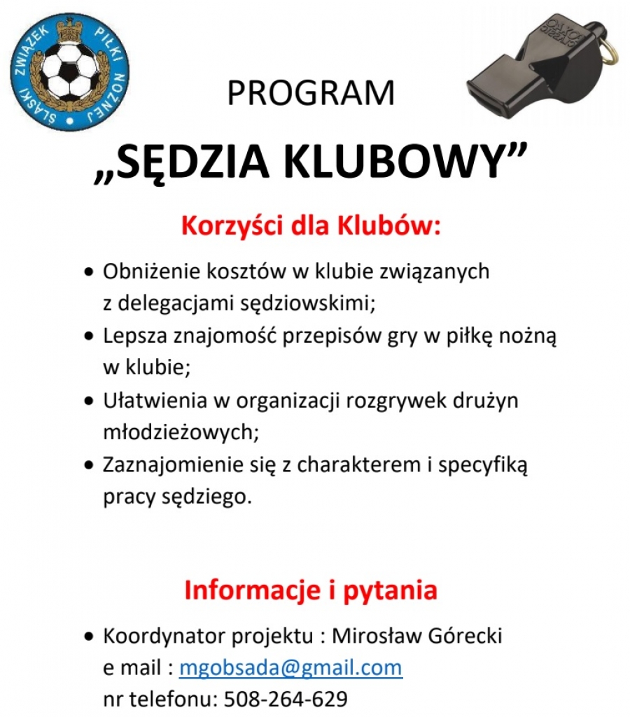 RUSZA PROGRAM &quot;SĘDZIA KLUBOWY&quot;